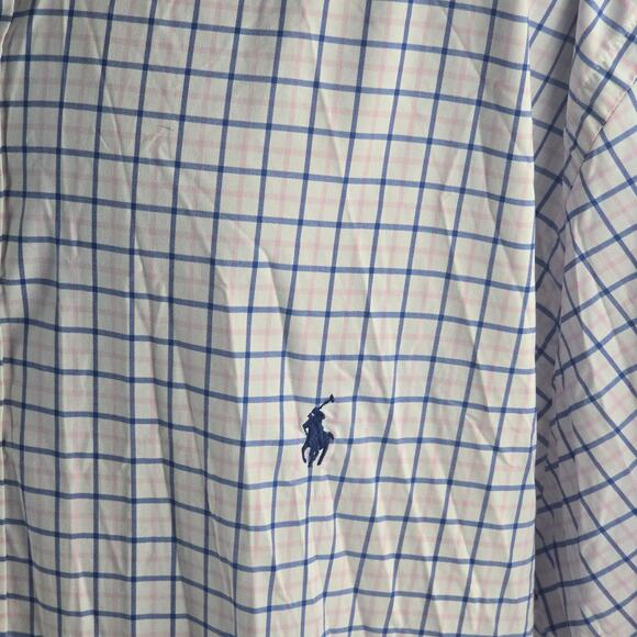 Polo Ralph Lauren short sleeve button down shirt 3LT mens performance pink blue - Picture 2 of 8